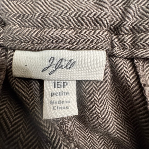 J Jill Petite Capris Pants Women 16P Brown Herringbone Cargo Elastic Waist - Picture 2 of 9